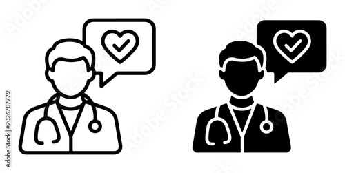 Foto Doctor Icon Set, Medical Professional Symbol, Healthcare Heart Checkmark, Clinic