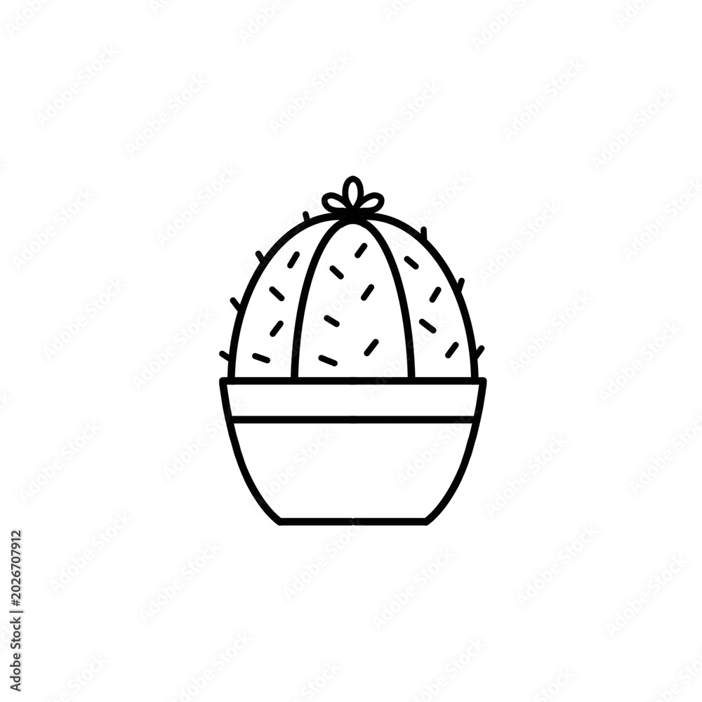 Fototapeta premium Simple Cactus Outline Illustration in Pot