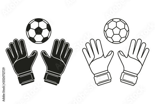 Soccer goalkeeper gloves and ball illustrations