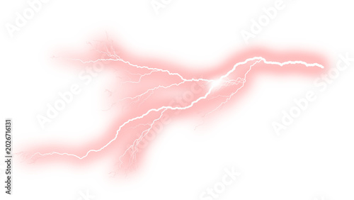 Red Electric Energy Streak with Glowing Plasma Aura Isolated PNG on Transparent Background