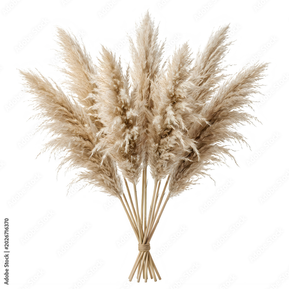 Fototapeta premium Dried wheat stalks bundle decoration isolated on transparent background