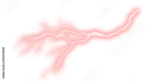 Dynamic Red Lightning Flash with Plasma Energy and Neon Glow