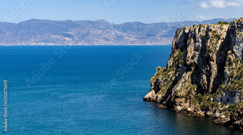 Dramatic Limestone Cliffs of North Morocco Overlooking the Blue Mediterranean Sea