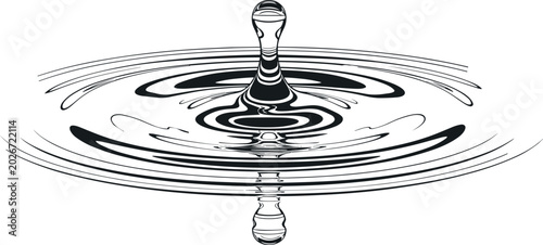 Canvas-taulu Water droplet splash ripple effect vector art outline design for clean environme