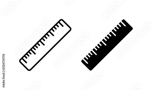 Photos Ruler Icons Set, Measuring Tool Vector Graphics, Precision Instrument Symbols, S