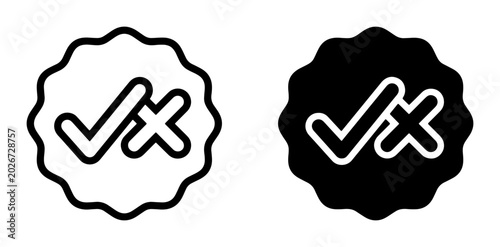 Tableau sur toile Checkmark and Cross Icons, Yes or No Symbols, Approval and Rejection Badges, Vec