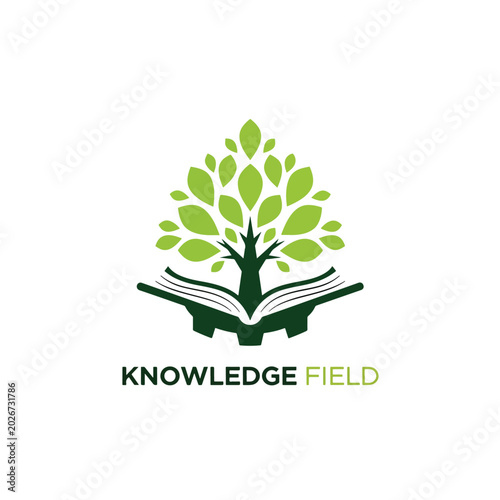 Educational logo design featuring a tree growing from an open book.