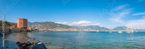 View of Alanya Castle and the city of Alanya, Türkiye.