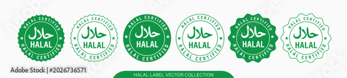 Halal food certified icon set. Halal food labels Icon. Halal icon, Vector illustration set. EPS