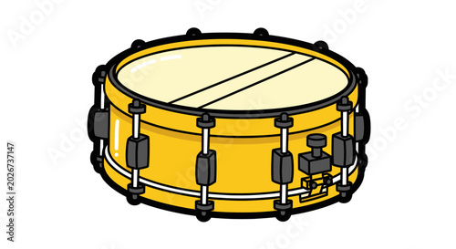 Slika na platnu Yellow Snare Drum Illustration - Musical Instrument Icon