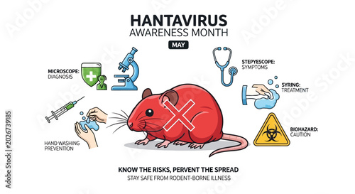 Canvastavla Hantavirus Awareness Month Infographic with Rodent Prevention Icons