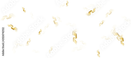Luxury golden ribbon streamers PNG isolated on transparent background with glitter confetti and sparkling shine, festive carnival decoration for birthday celebration