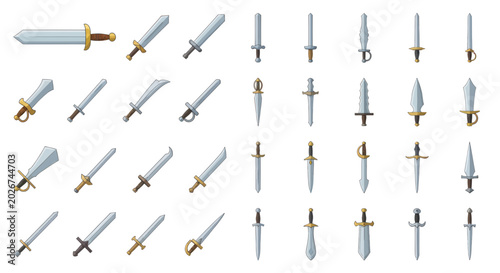 Schilderij op canvas Collection of Medieval Swords and Fantasy Weapons