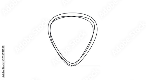 Fotografija Abstract Guitar Pick Outline Drawing Minimalist Music Symbol