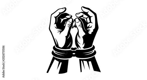 Photos Bound Hands Illustration, Symbolizing Captivity and Restriction