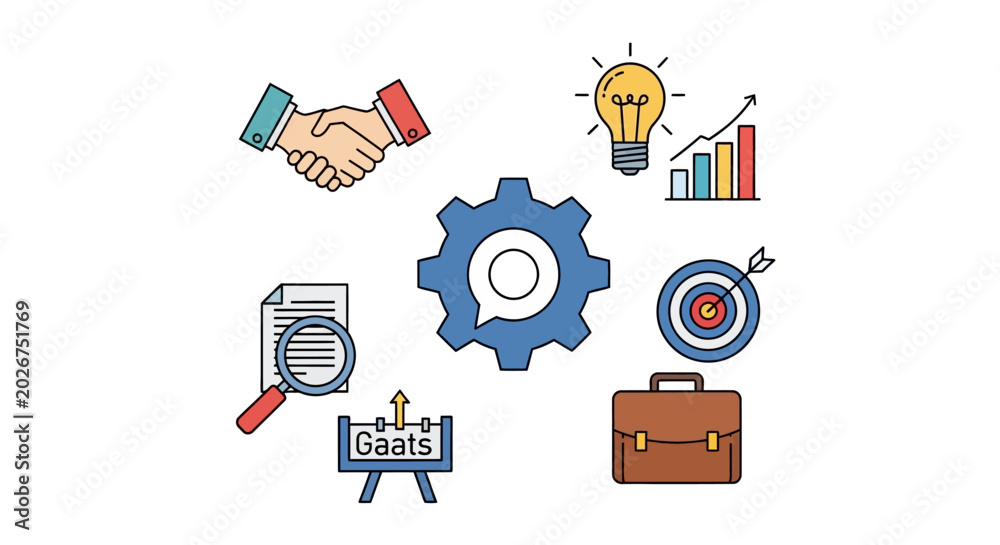 Fototapeta premium Business concept illustration teamwork goals and idea generation visuals