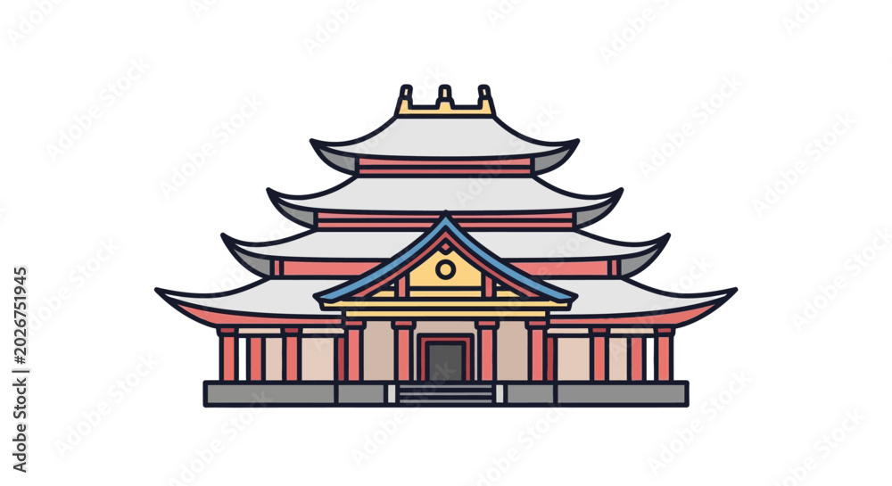 Fototapeta premium Asian temple illustration isolated on white background for design elements