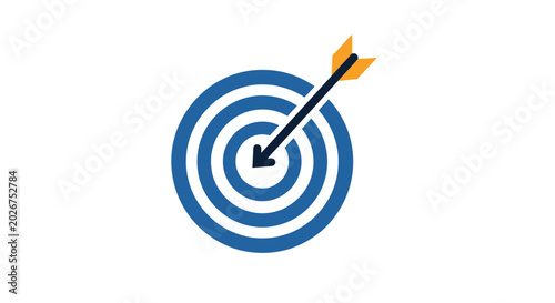 Foto Arrow hitting bullseye on target representing business success and achievement