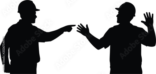 Fotografie People arguing silhouette vector illustration with confrontation gesture isolate