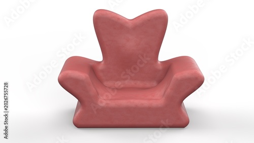 Red Single Seater Sofa. Isolated. White background. 3D render