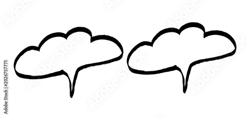 Foto Black and White Speech Bubbles Doodle Sketch Brush Stroke