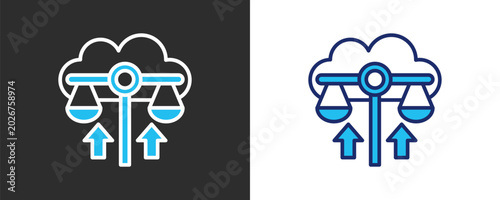 фотографія Load Balancing Icon Set, Colored Outline Vector Illustration