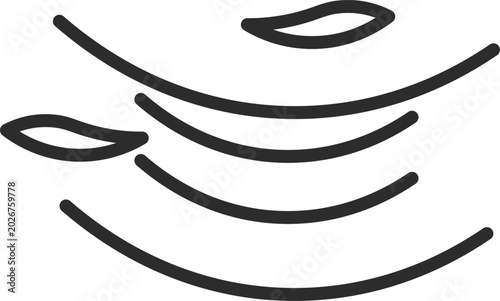 Quadro su tela Wind Blow Leaves Breeze Weather Meteorology Outline Icon