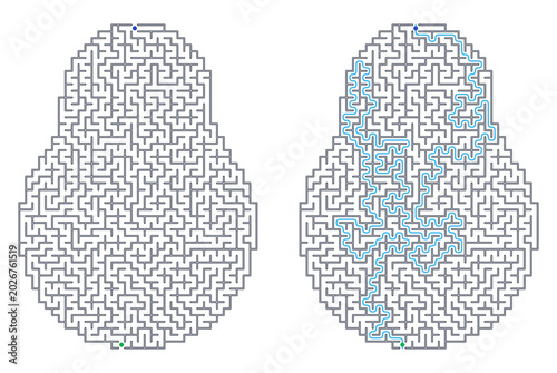 Schilderij op canvas A square maze in the shape of a Matryoshka doll without a background is easy to