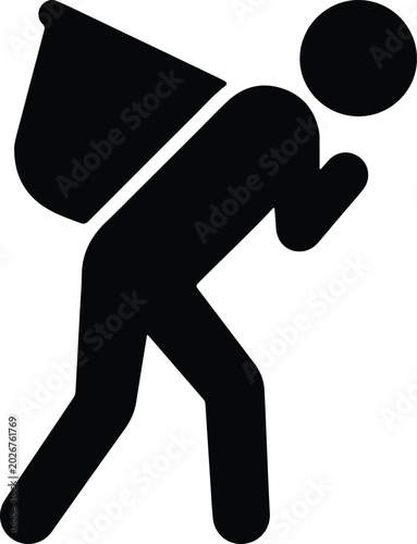 Tableau sur toile Silhouette design of a person hiking with backpack vector