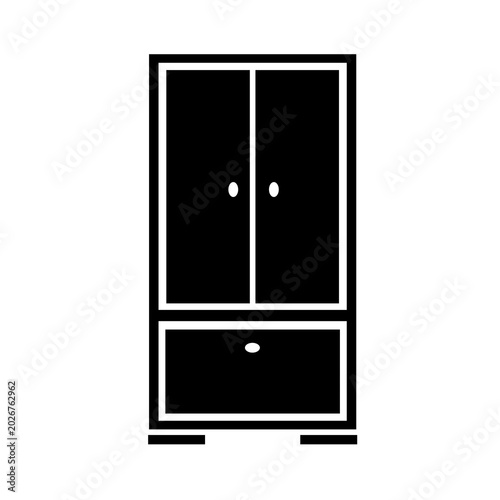 Fotografija Wall-mounted wardrobe, double-door refrigeration, dish, fireproof linen, bookcas