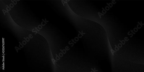 Black abstract background design. Modern wavy line pattern in monochrome colors. Premium stripe texture for banner, business backdrop. eps10, web, poster