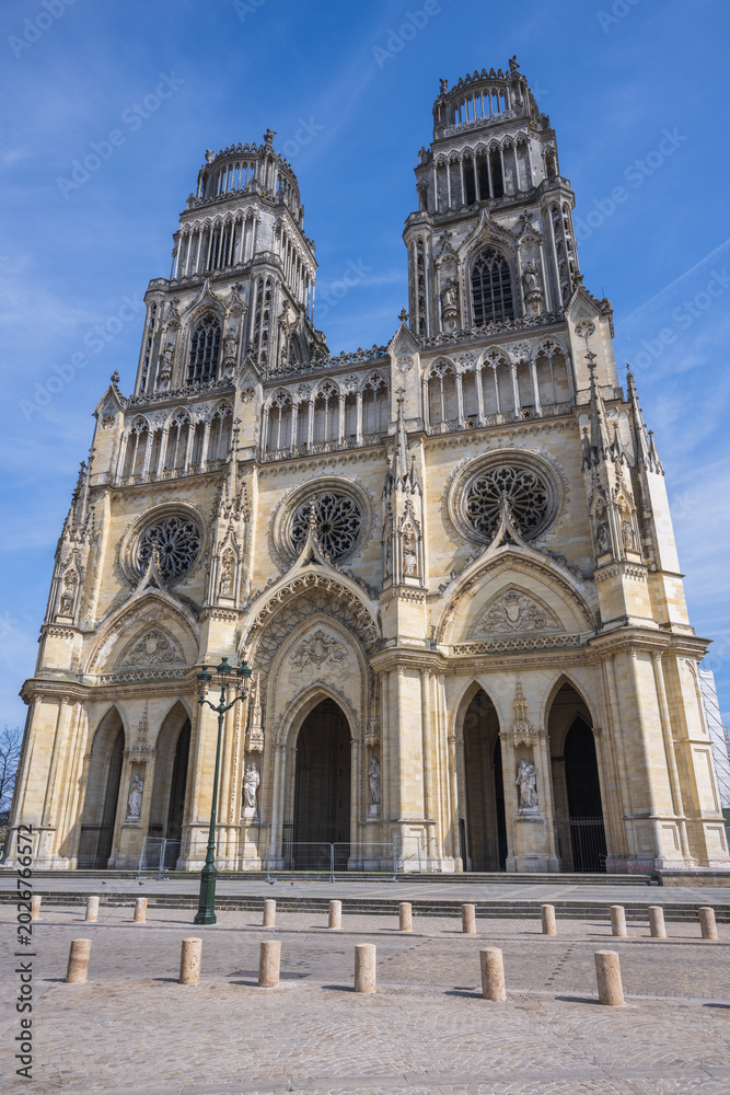Fototapeta premium Orleans Cathedral is a Catholic cathedral church dedicated to the Holy Cross in the city of Orleans, in the Loiret department.