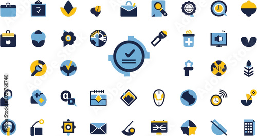 Photos Comprehensive mega flat vector business icon pack featuring professional dark bl