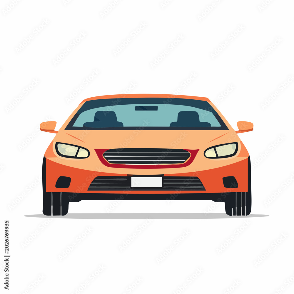 Fototapeta premium Orange Sedan Car Front View