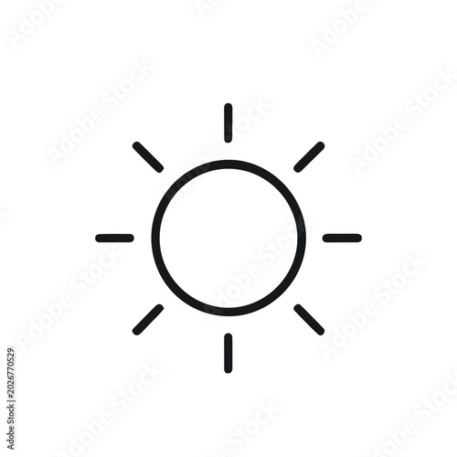 Sunlight Outline Icon for Weather, Wellness and Morning Routine App UI Vector on White Background