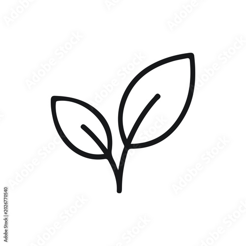 Leaf Nature Outline Icon for Eco Wellness and Organic Lifestyle App UI Vector on White Background