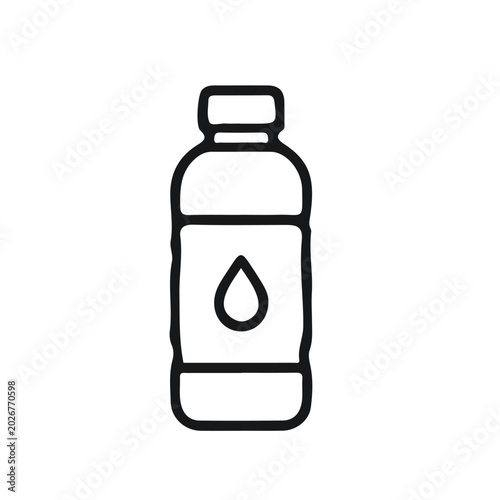 Water Bottle Outline Icon for Hydration and Healthy Lifestyle App UI Vector on White Background