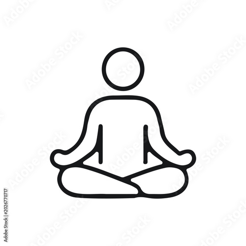 Meditation Yoga Outline Icon for Wellness and Mindfulness App UI Vector on White Background