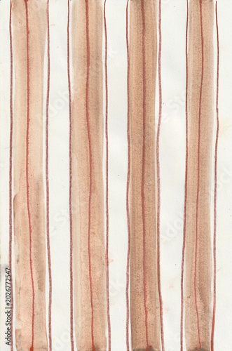 Fondo de acuarela de líneas. Rayas verticales en acuarela. Fondo vintage. Hecho a mano con textura real. Efecto diluido en tonos rojos y naranjas