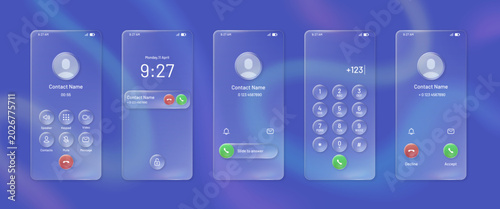 Εκτύπωση καμβά Liquid glass phone call screen interface