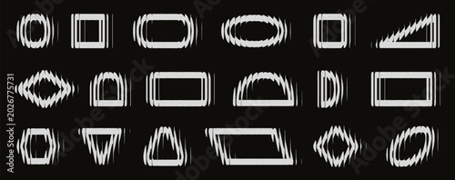 Tableau sur toile Abstract distortion glass effect geometric shapes, bold postmodern brutalist aesthetic distorted forms