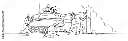 Fotografie tank and soldiers breaching enemy position