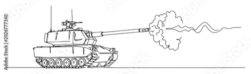 Foto modern artillery vehicle firing in combat zone