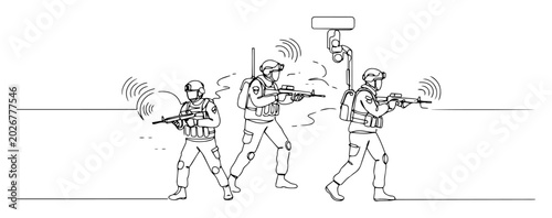 Konstfotografi troops breaching room under surveillance camera