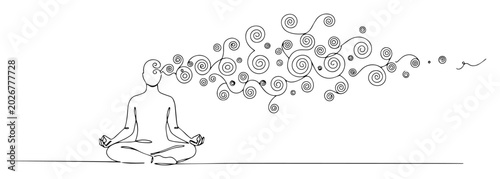 Foto meditating person exhaling creative swirls
