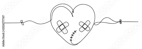 Vászonkép stitched heart symbolizing emotional recovery
