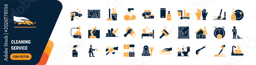 Tableau sur toile Professional cleaning service and housekeeping icon set