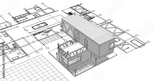 residential house plan interior 3d rendering	

