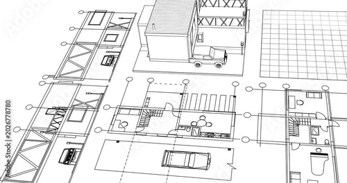 residential house plan interior 3d rendering	

