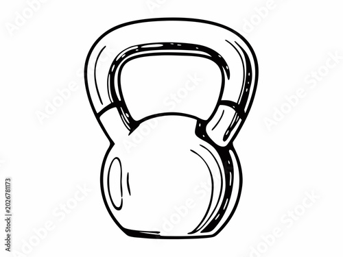 Kettlebell line drawing isolated on white background